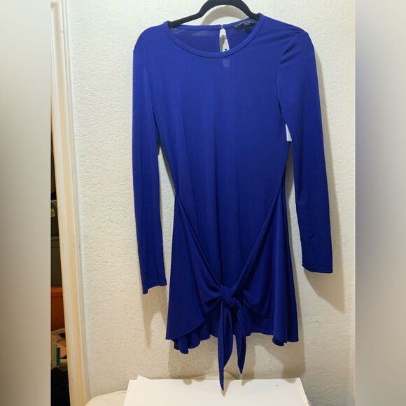 Rachel Zoe Enya Blue Sarong Long Sleeve Mini Dress Size 4 - Picture 2 of 9